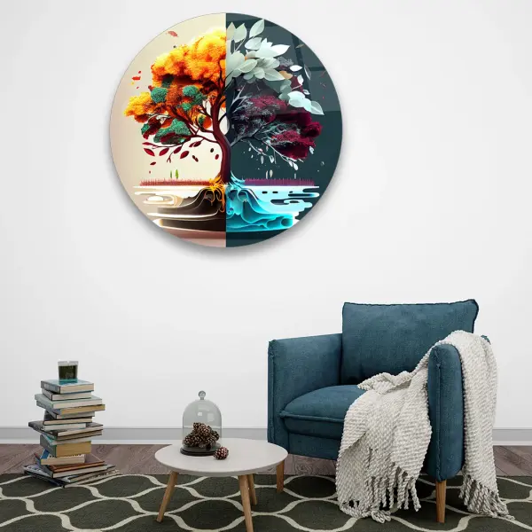 Tree Of Life - Circle Wall Glass Art