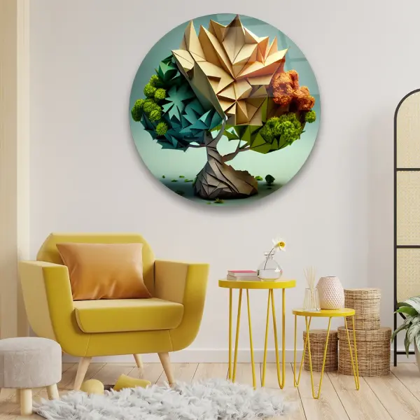 Tree of Life 5 - Circle Wall Glass Art