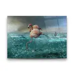 Flamingos and Sea Manipulation - Horizontal Wall Glass Art