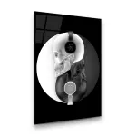 Skull Listening To Music - Rectangle Wall Glass Art