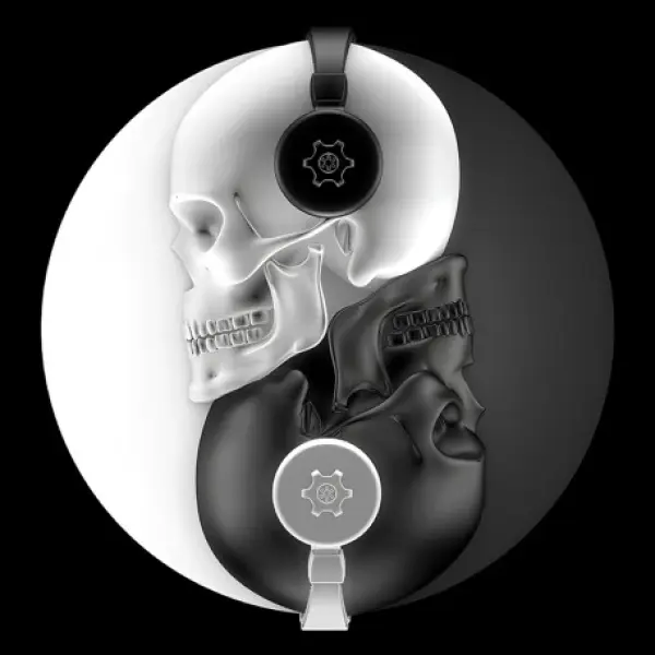 Skull Listening To Music - Rectangle Wall Glass Art