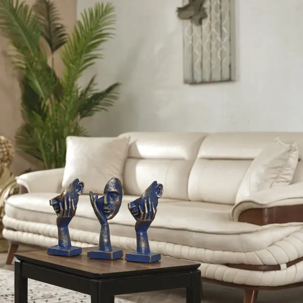 Face Mask Statue Sculpture Three-piece set 10,2" (Handmade)