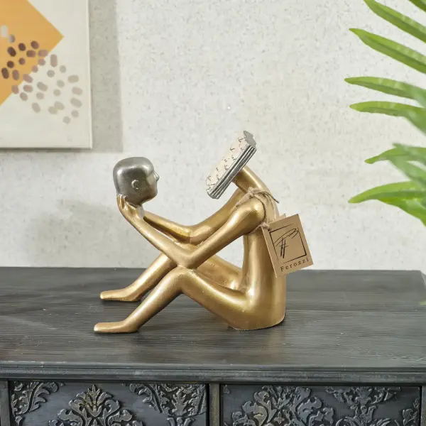 Ferozzi Abstract Man With Book Head Sculpture Description (Handmade)