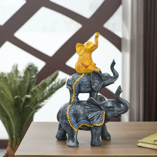 Stacked Cheerful Elephant - Statues (Handmade)