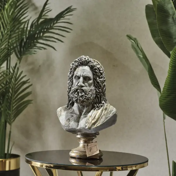 Zeus Bust Sculpture - Statue 14.1" (Handmade)