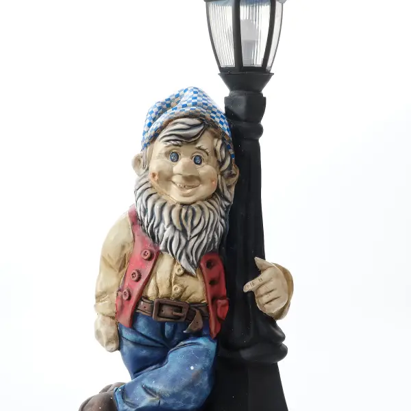 Dwarf Street Lamp with Lantern - Sculpture (Handmade)