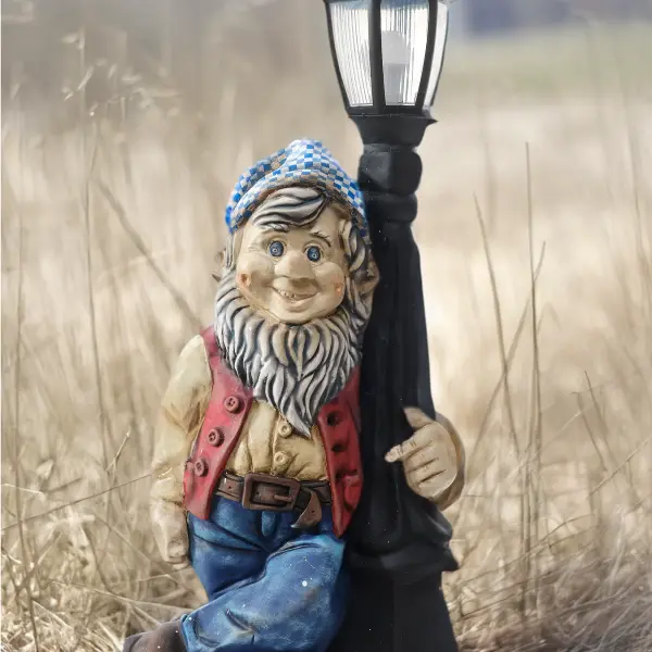 Dwarf Street Lamp with Lantern - Sculpture (Handmade)