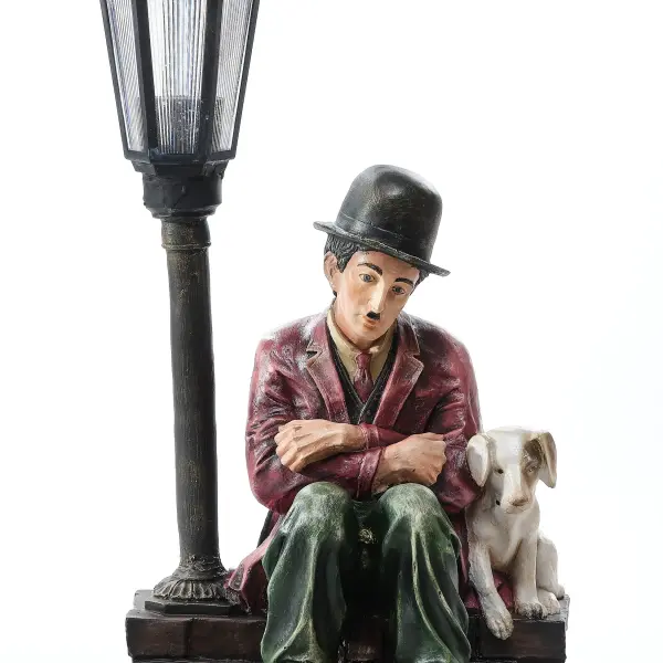Ferozzi Chaplin and Dog Street Lamp - Sculpture Garden & Home Decor (Handmade)