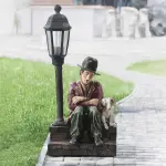 Ferozzi Chaplin and Dog Street Lamp - Sculpture Garden & Home Decor (Handmade)