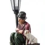Ferozzi Chaplin and Dog Street Lamp - Sculpture Garden & Home Decor (Handmade)