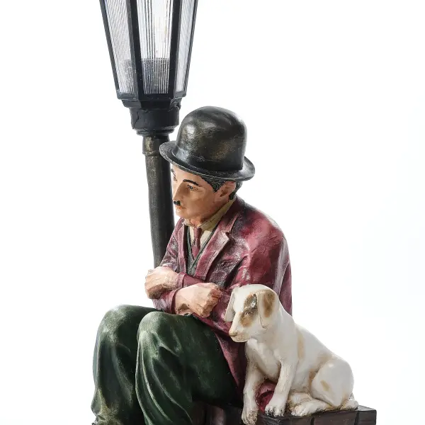 Ferozzi Chaplin and Dog Street Lamp - Sculpture Garden & Home Decor (Handmade)