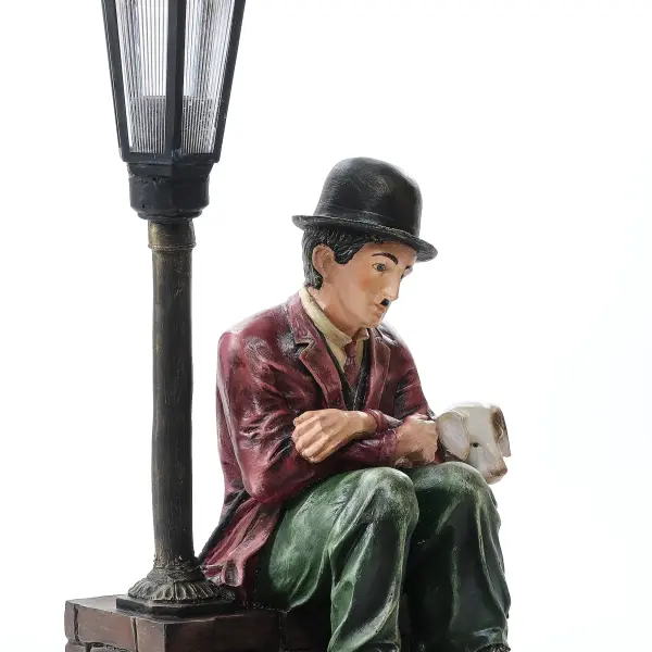 Ferozzi Chaplin and Dog Street Lamp - Sculpture Garden & Home Decor (Handmade)