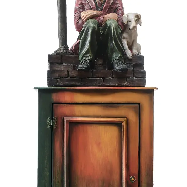 Ferozzi Chaplin and Dog Street Lamp - Sculpture Garden & Home Decor (Handmade)