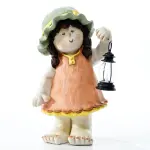 Ferozzi Handmade Garden Girl with Lantern Decorative Figurine