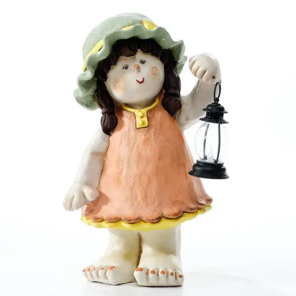 Ferozzi Handmade Garden Girl with Lantern Decorative Figurine