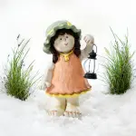Ferozzi Handmade Garden Girl with Lantern Decorative Figurine