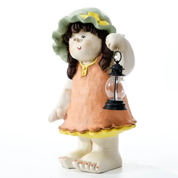 Ferozzi Handmade Garden Girl with Lantern Decorative Figurine