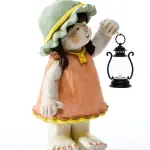 Ferozzi Handmade Garden Girl with Lantern Decorative Figurine