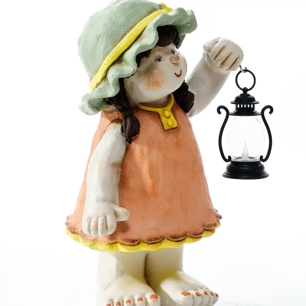 Ferozzi Handmade Garden Girl with Lantern Decorative Figurine