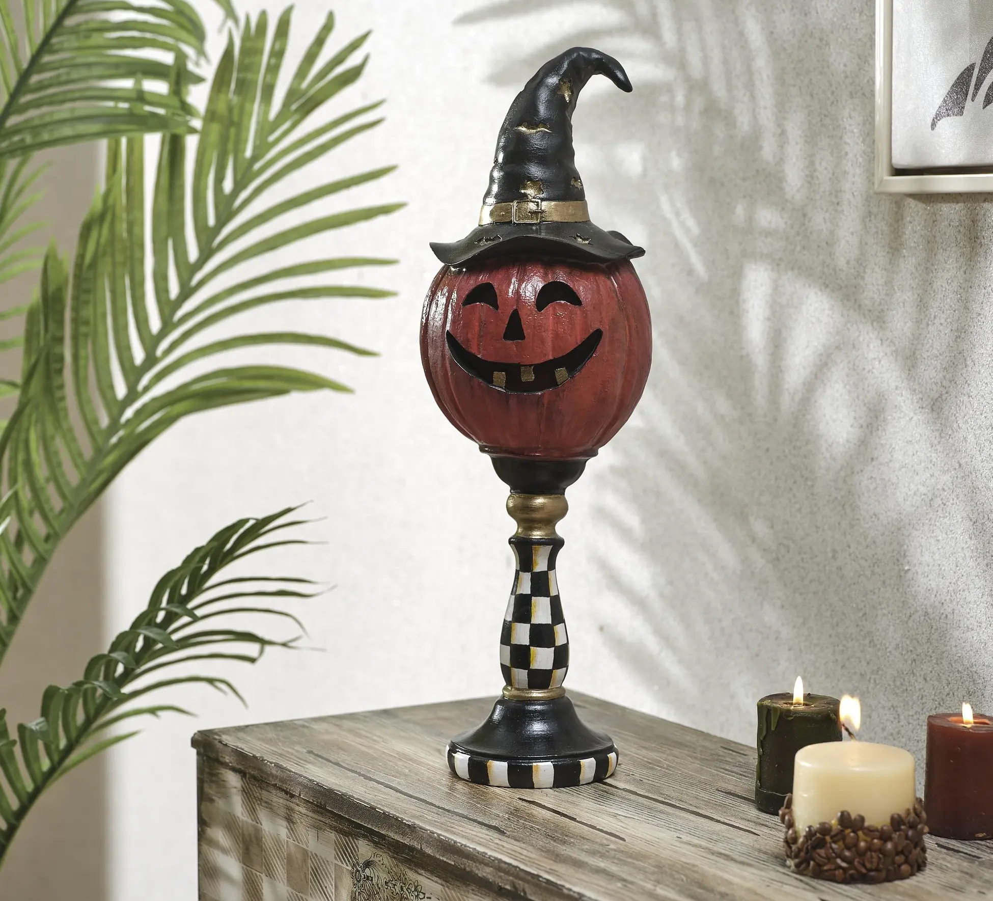Painted Halloween Pumpkin Column (Handmade)