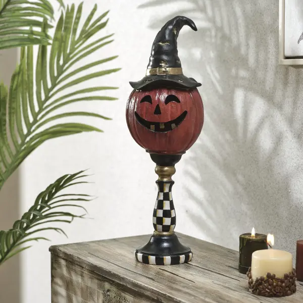 Painted Halloween Pumpkin Column (Handmade)