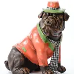 Stylish Bulldog in Suit Sculpture (Handmade)