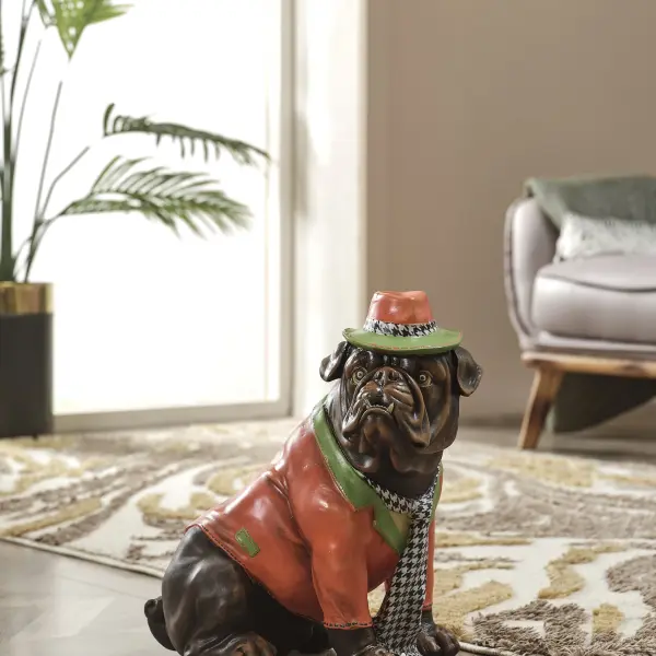 Stylish Bulldog in Suit Sculpture (Handmade)