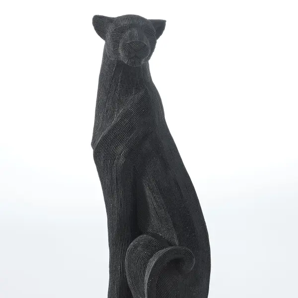 Glossy Black Panther Sculpture (Handmade)
