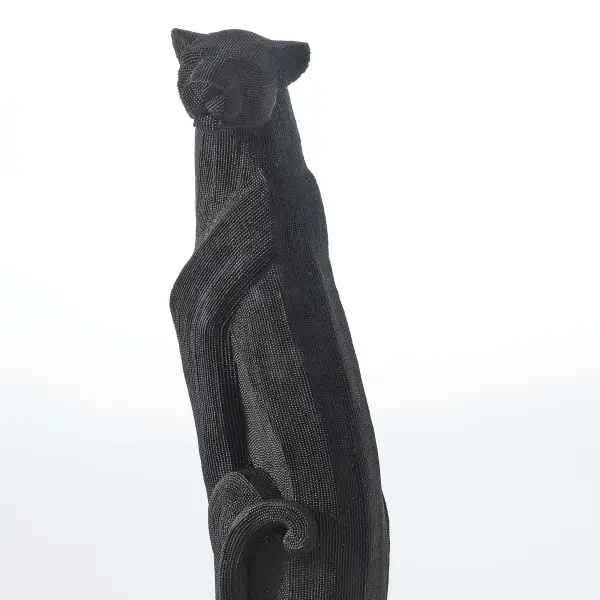 Glossy Black Panther Sculpture (Handmade)