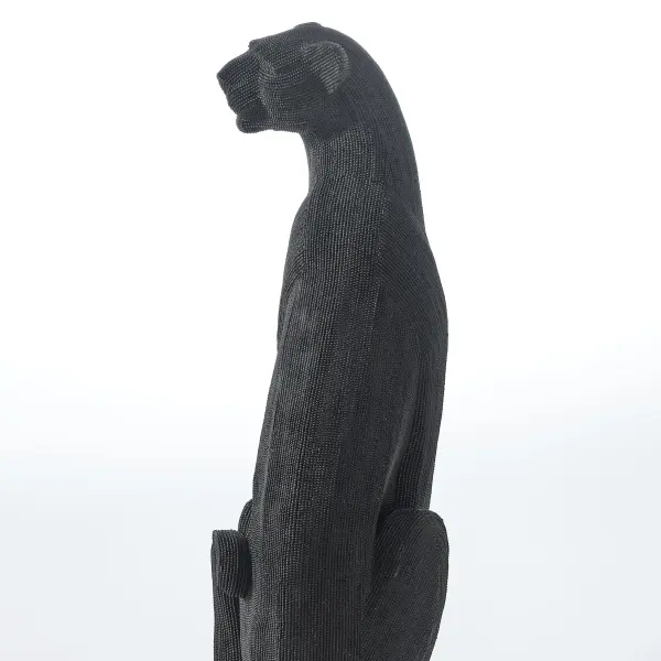Glossy Black Panther Sculpture (Handmade)