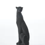 Glossy Black Panther Sculpture (Handmade)