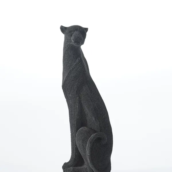 Glossy Black Panther Sculpture (Handmade)