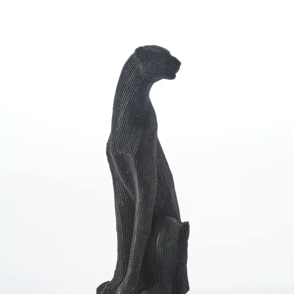 Glossy Black Panther Sculpture (Handmade)