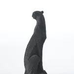 Glossy Black Panther Sculpture (Handmade)
