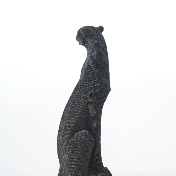 Glossy Black Panther Sculpture (Handmade)