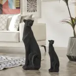 Glossy Black Panther Sculpture (Handmade)