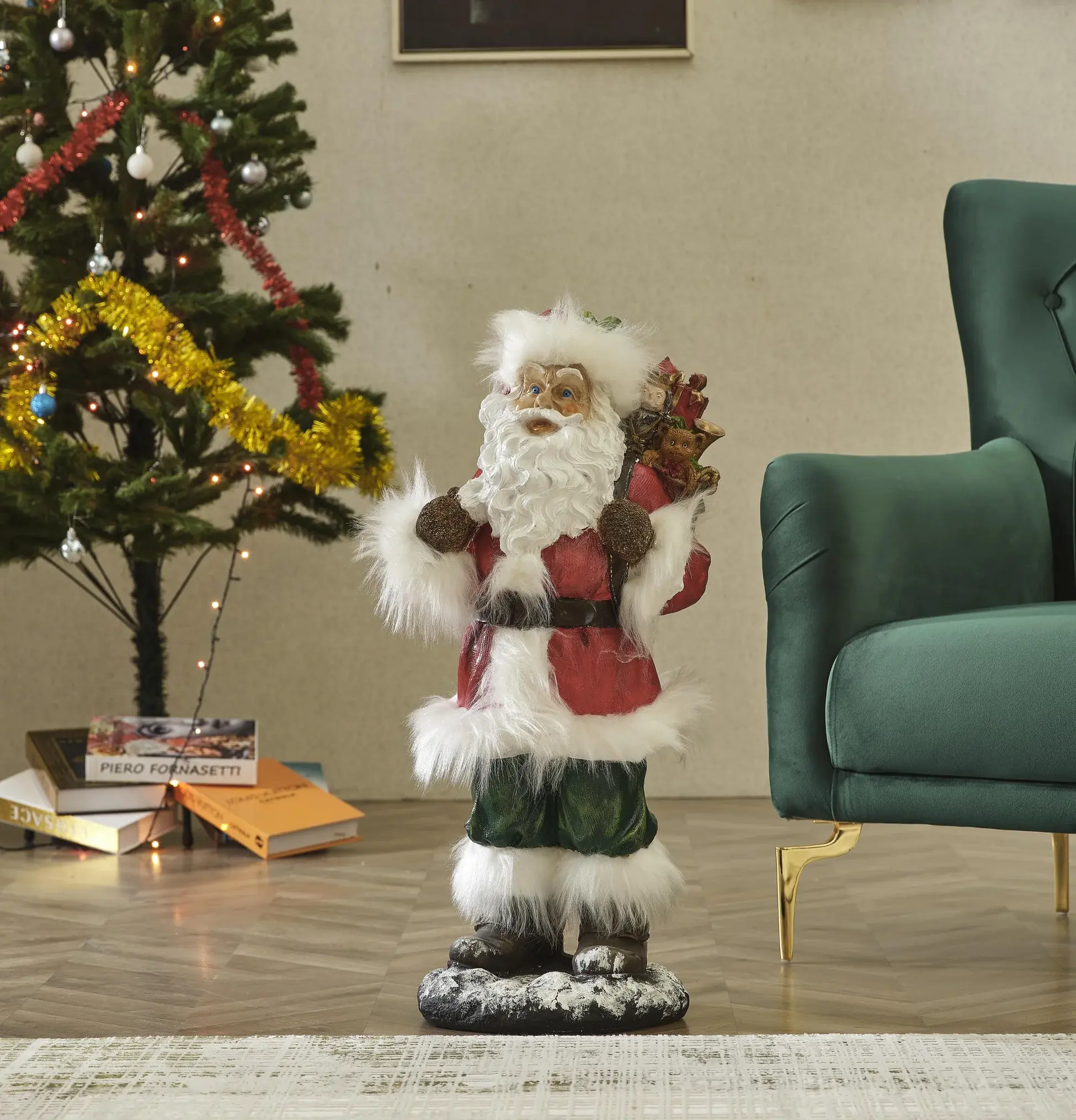 Red Saint Nicholas Sculpture - Statue (Handmade) Large