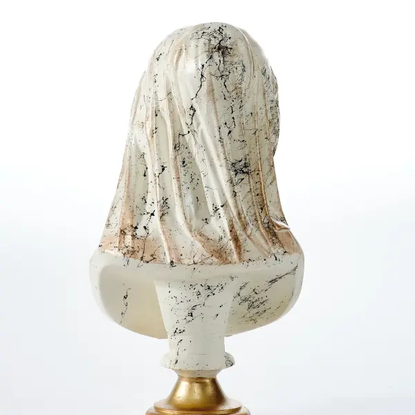 WHITE BLESSED VIRGIN MARY BUST - Sculpture 18.9" (Handmade)