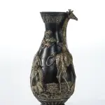 Ferozzi Black Giraffe Vase Sculpture (Handmade)