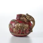 Ferozzi Handmade Sunset Elephant Vase with Pink Floral Arrangement