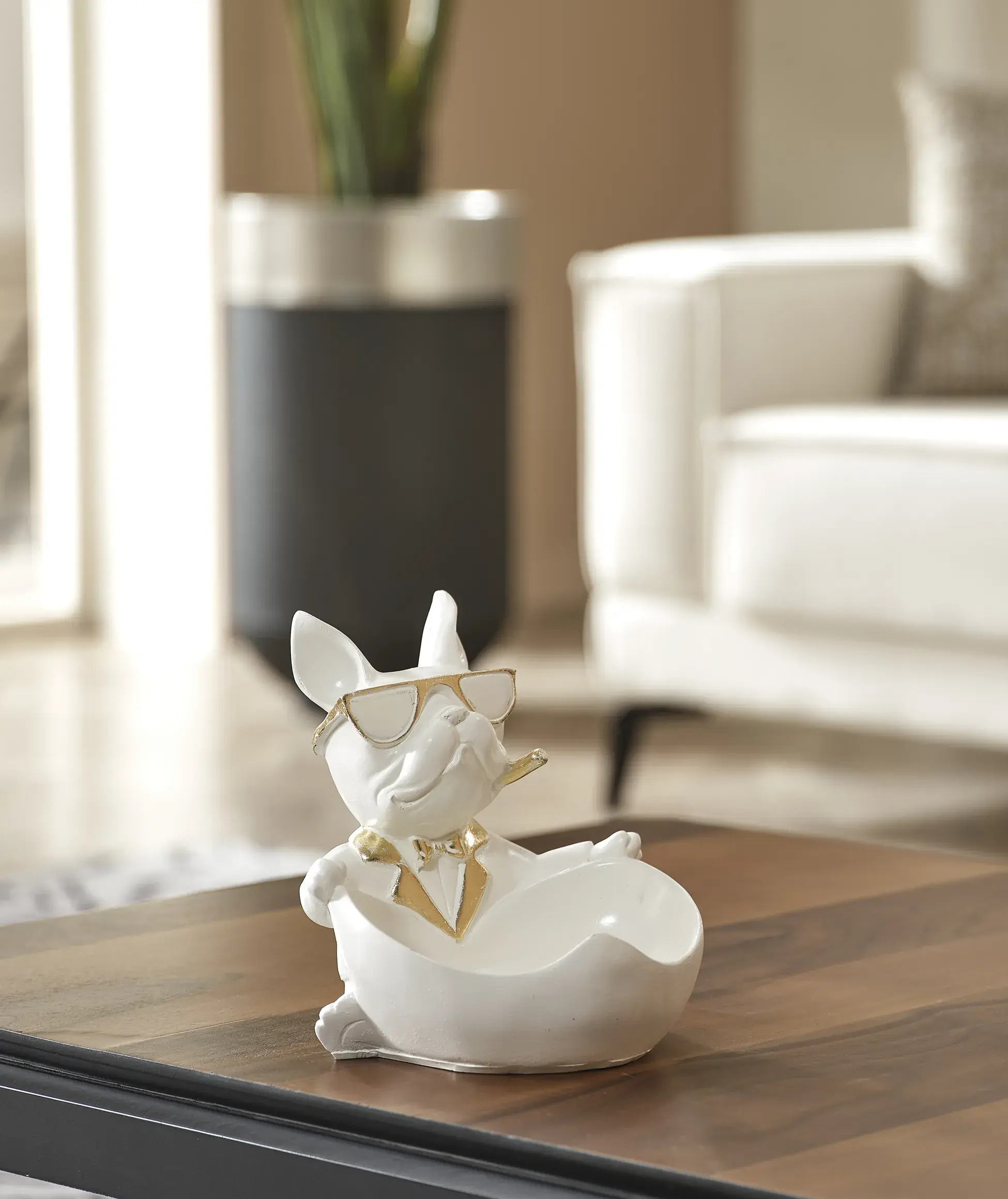 Dapper Bulldog Bowl Sculpture (Handmade)