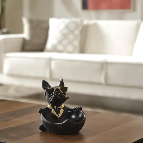 Dapper Bulldog Bowl Sculpture (Handmade)