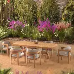 Austin Iroko Garden and Patio Dining Set (The set consists of one table and eight chairs.(8+1)