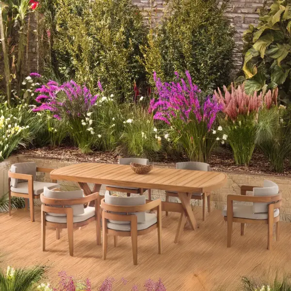Austin Iroko Garden and Patio Dining Set (The set consists of one table and eight chairs.(8+1)