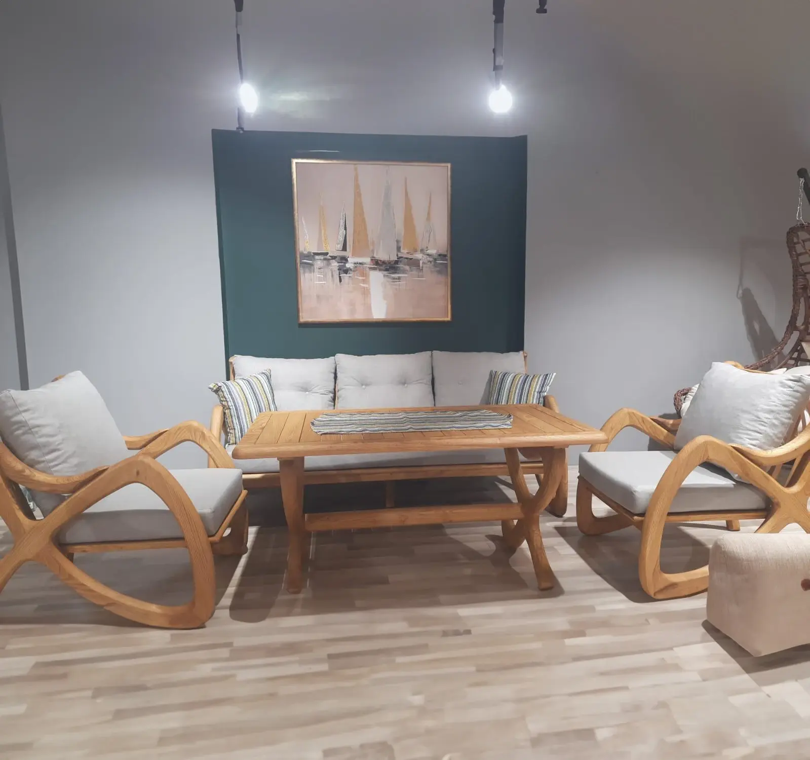 Butterfly Chestnut Wood Garden Patio 3+1+1 Sofa and Table Set