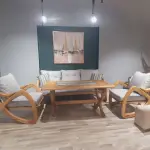 Butterfly Chestnut Wood Garden Patio 3+1+1 Sofa and Table Set