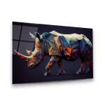 Colorful Rhino- Horizontal Wall Glass Art
