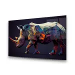 Colorful Rhino- Horizontal Wall Glass Art