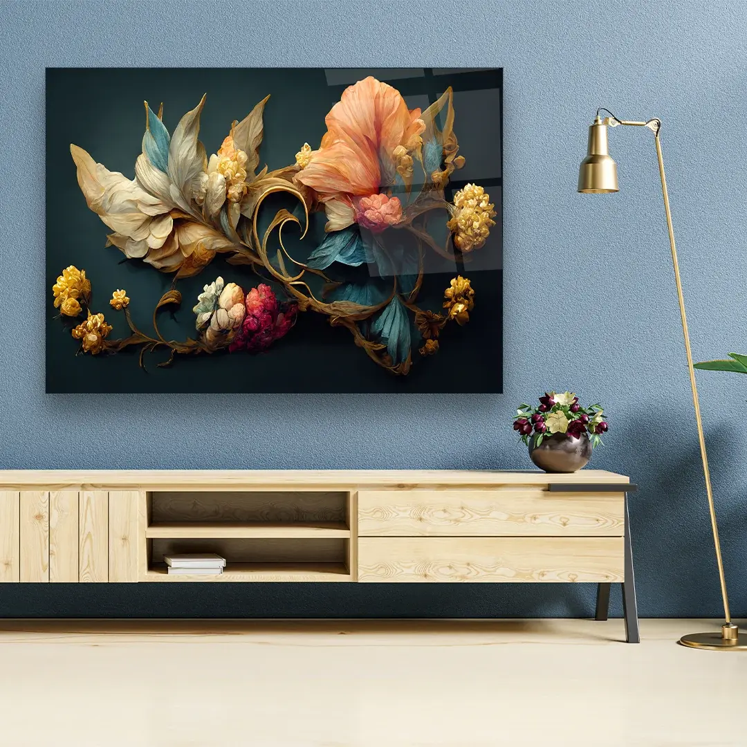 Dried Flower - Horizontal Glass Art