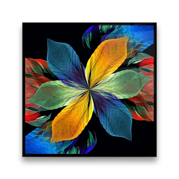 Flower Abstraction Illustration - Square Glass Art